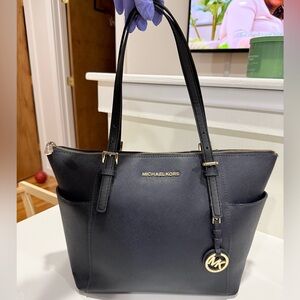 Michael Kors Navy Blue Leather Tote